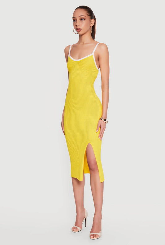 Yellow Streamline Curve Dress