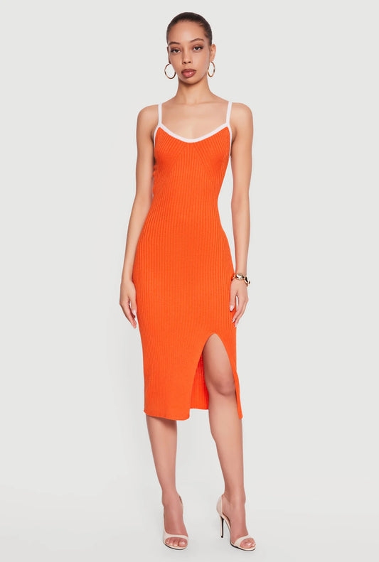 Orange Streamline Curve Dress